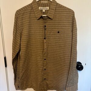 NWT Ezekiel Men's Tan Striped Button Down Shirt